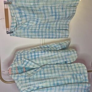 2 piece tweed Blue Plaid Blazer